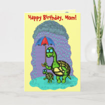 Funny cute turtles Happy Birthday, Mom card design card