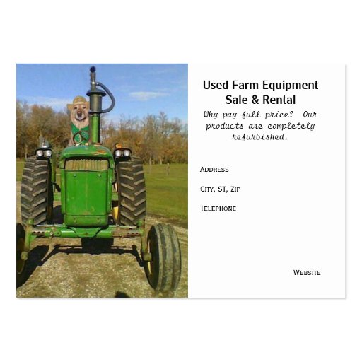 Funny/Cute Used Farm Equipment Business Card (front side)