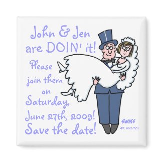 Funny Cute Wedding Cartoon Magnet Template magnet