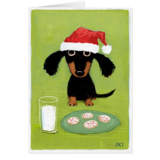 milk and cookies dachshund christmas card