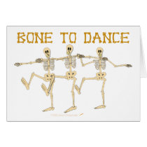 Funny Dancing Skeletons Bone To Dance Cartoon Card