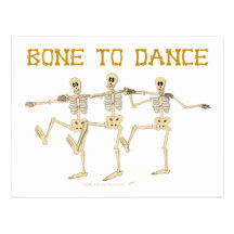 Funny Dancing Skeletons Bone To Dance Cartoon Postcard