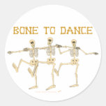 Funny Dancing Skeletons Bone To Dance Cartoon Round Stickers