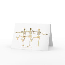 Funny Dancing Skeletons Halloween Cartoon Greeting Card