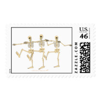 Funny Dancing Skeletons Halloween Cartoon Postage