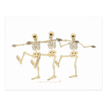 Funny Dancing Skeletons Halloween Cartoon Post Card
