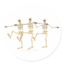 Funny Dancing Skeletons Halloween Cartoon Stickers