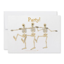 Funny Dancing Skeletons Halloween Party Invitation
