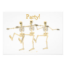 Funny Dancing Skeletons Halloween Party Invitation