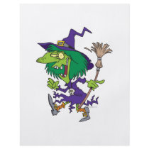 funny dancing witch halloween cartoon flyer