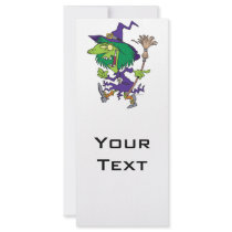 funny dancing witch halloween cartoon custom rack card