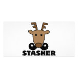 funny dasher stasher mustache reindeer photo cards
