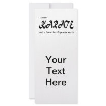 Funny Design. I know Karate + other Japanese Words Rack Cards