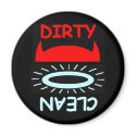 Funny Devil Angel Dirty Clean Round Dishwasher magnets by Swisstoons Funny Devil Angel Dirty Clean Round Dishwasher magnets