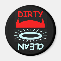 Funny Devil Angel Dirty Clean Round Dishwasher Refrigerator Magnets