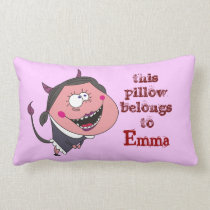Funny Devil Girl Personalized Purple Pillow