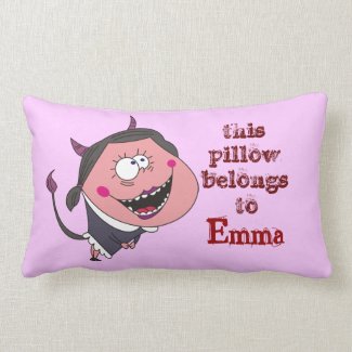 Funny Devil Girl Personalized Purple Pillow