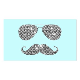Funny Diamond Mustache With Glasses Business Card Template