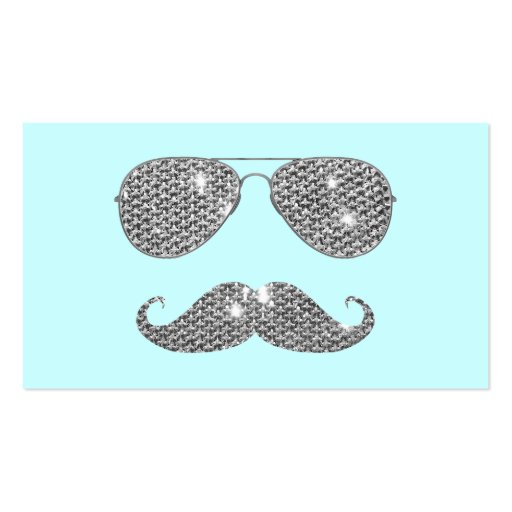 Funny Diamond Mustache With Glasses Business Card Template (front side)