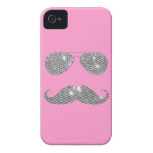 Funny Diamond Mustache With Glasses iPhone 4 Case-Mate Case