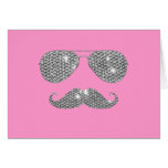 Funny Diamond Mustache With Glasses Greeting Card
