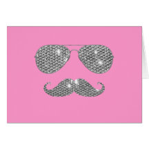 Funny Diamond Mustache With Glasses Greeting Card