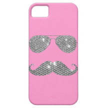 Funny Diamond Mustache With Glasses iPhone 5 Case