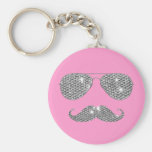 Funny Diamond Mustache With Glasses Key Chain
