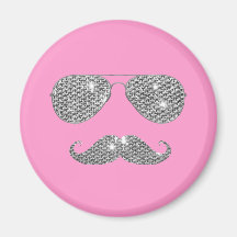 Funny Diamond Mustache With Glasses Refrigerator Magnet