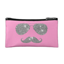Funny Diamond Mustache With Glasses Makeup Bags