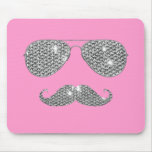 Funny Diamond Mustache With Glasses Mouse Pad