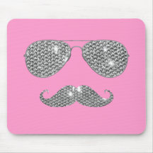 Funny Diamond Mustache With Glasses Mouse Pad