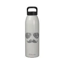 Funny Diamond Mustache With Glasses Reusable Water Bottles