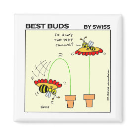 Funny Dieting Bee Cartoon Gardening Fridge magnet