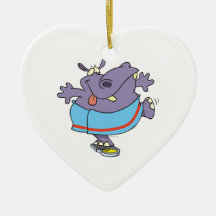 funny dieting hippo on a scale cartoon christmas ornaments
