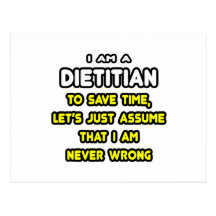 Funny Dietitian T-Shirts and Gifts Postcards