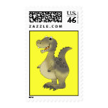 Funny dinosaur postage stamp