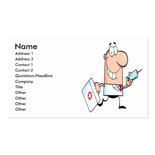 funny doctor doc on the run cartoon business card templates (front side)