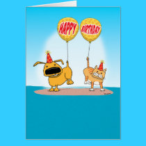 Funny Dog and Cat Birthday Card cards