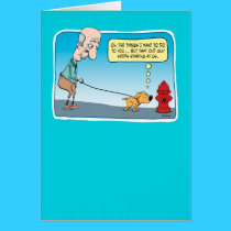 Funny Dog and Fire Hydrant birthday card cards