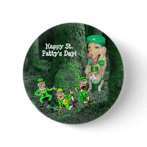 Funny Dog, Cat & Leprechauns buttons