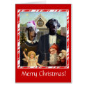 Funny dog Christmas card American Gothic spoof