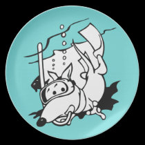 Funny Dog Diving plates