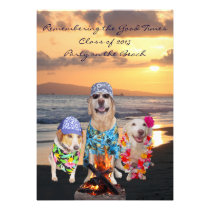 Funny Dog Graduation Party on the Beach Invitation invitations