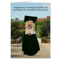 Funny Dog/Lab Graduation for son or nephew cards