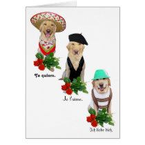 Funny Dog/Lab Love in Four Languages Valentine Greeting Card