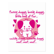 funny doggy, lovely doggy, little ball of fur post card