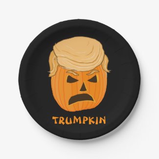 Funny Donald Trumpkin Pumpkin Jack-o-lantern 7 Inch Paper Plate