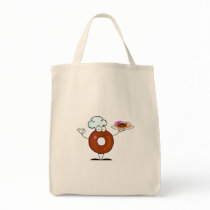 funny donut donut chef cartoon character canvas bag
