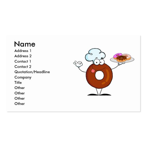 funny donut donut chef cartoon character business cards (front side)